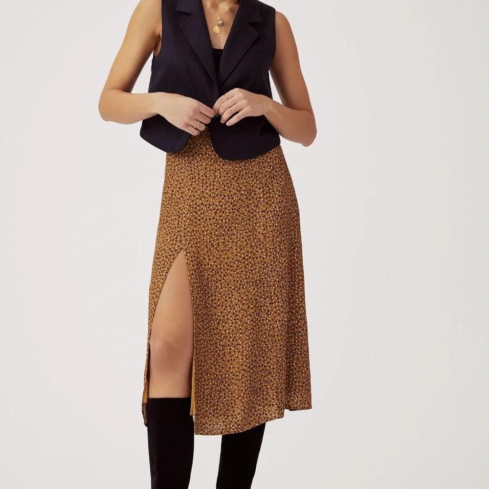 Anthropologie The Lillie Side-Slit Midi Skirt by Maeve